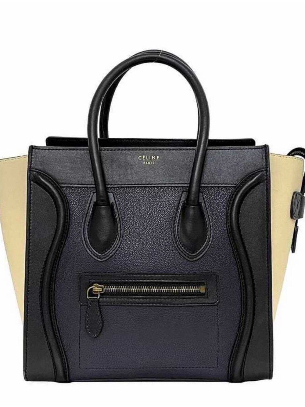 Celine Mini Luggage Tote in Black and Cream
